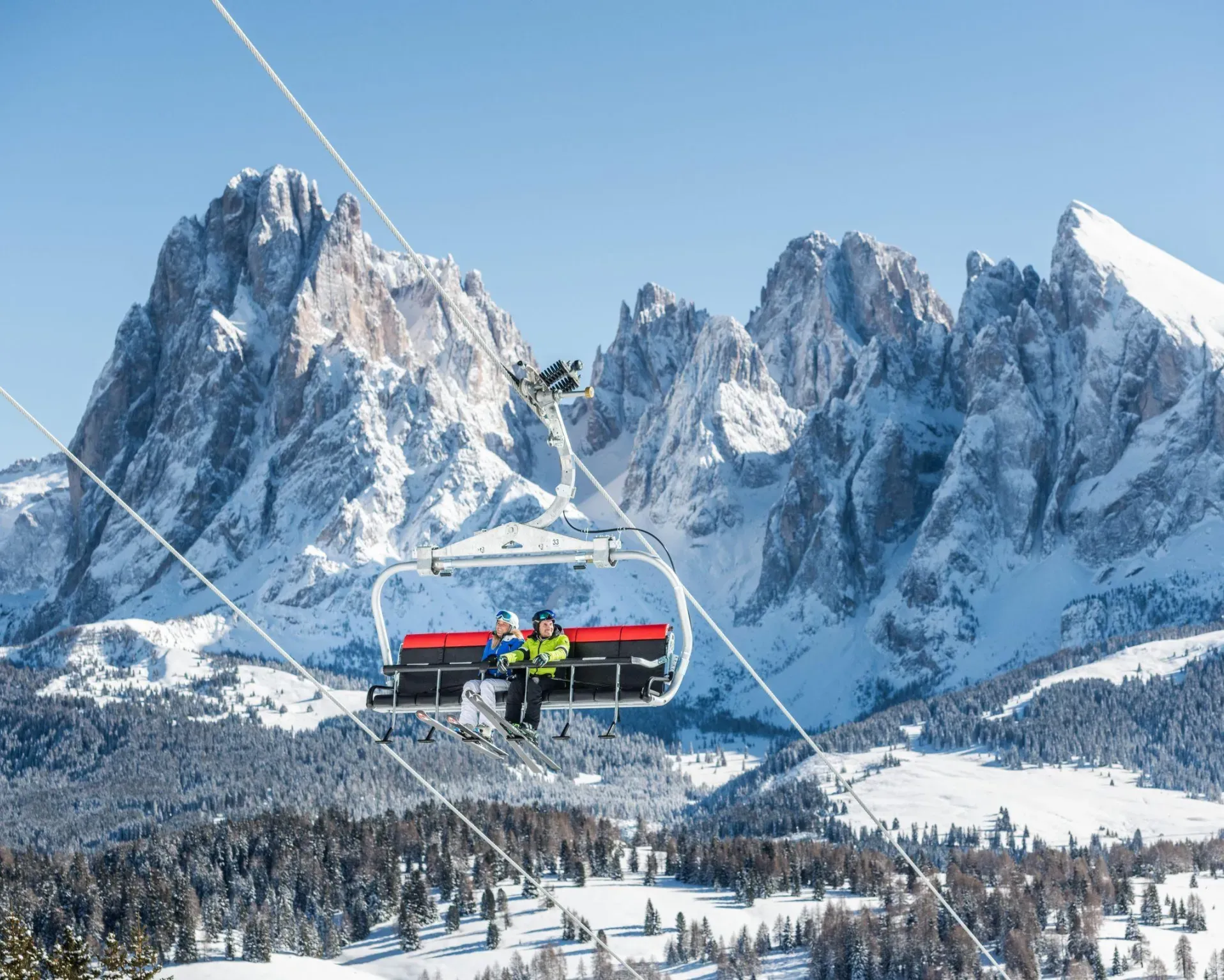 Seiser Alm-Gröden ski area in the Dolomiti Superski carousel