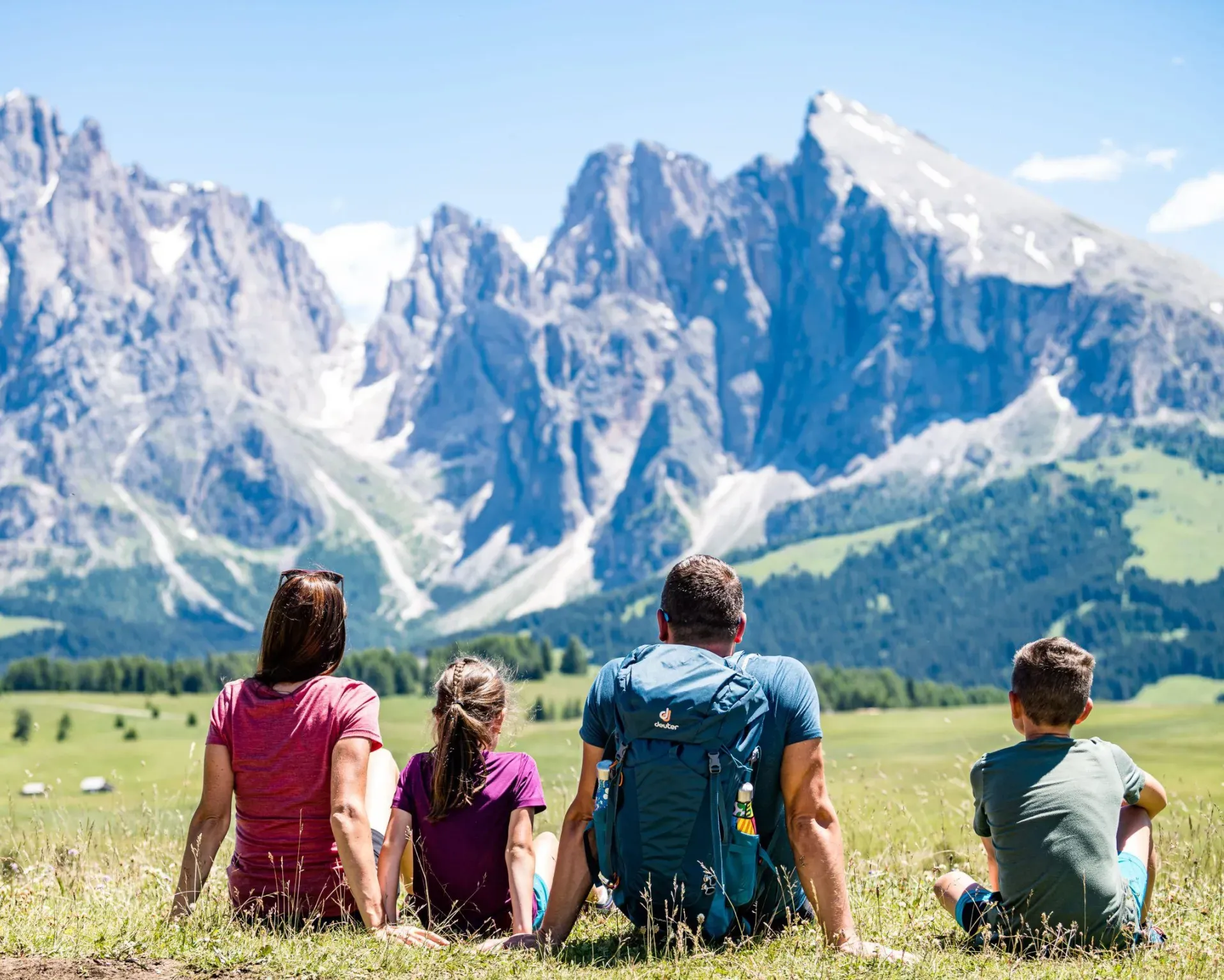 Summer view of Sassolungo and Sassopiatto